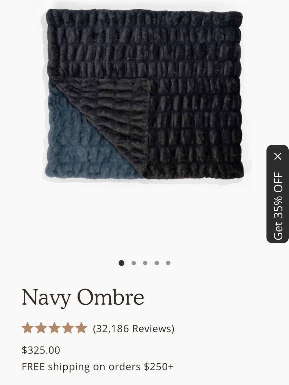 Navy Ombre Faux Fur Blanket